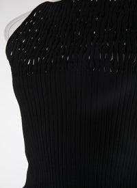 Openwork fringed sleeveless crop top - Black intense