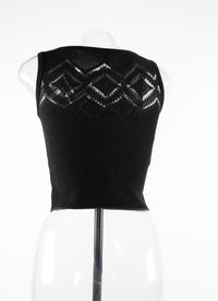 Top court en maille avec plastron ajouré - Noir