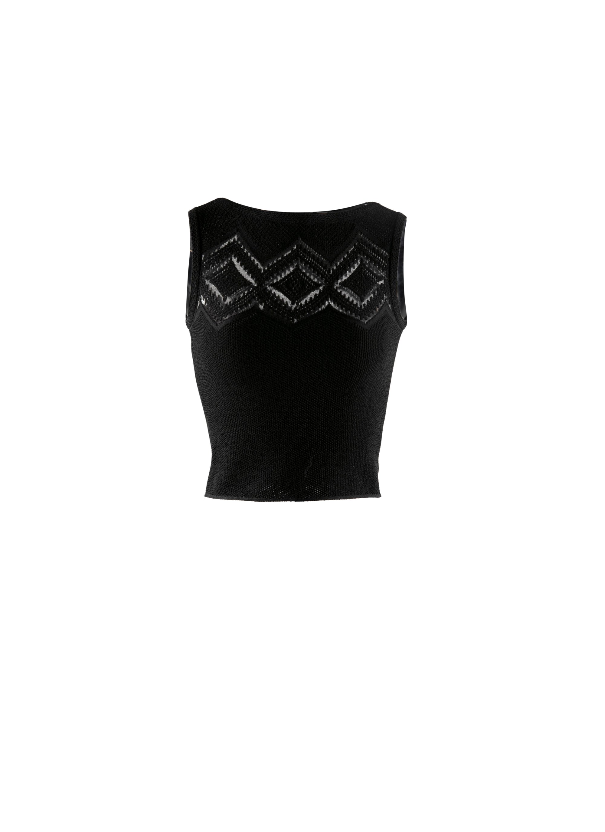 Top court en maille avec plastron ajouré - Noir