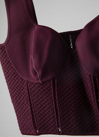Corset-style two-material top - Garnet