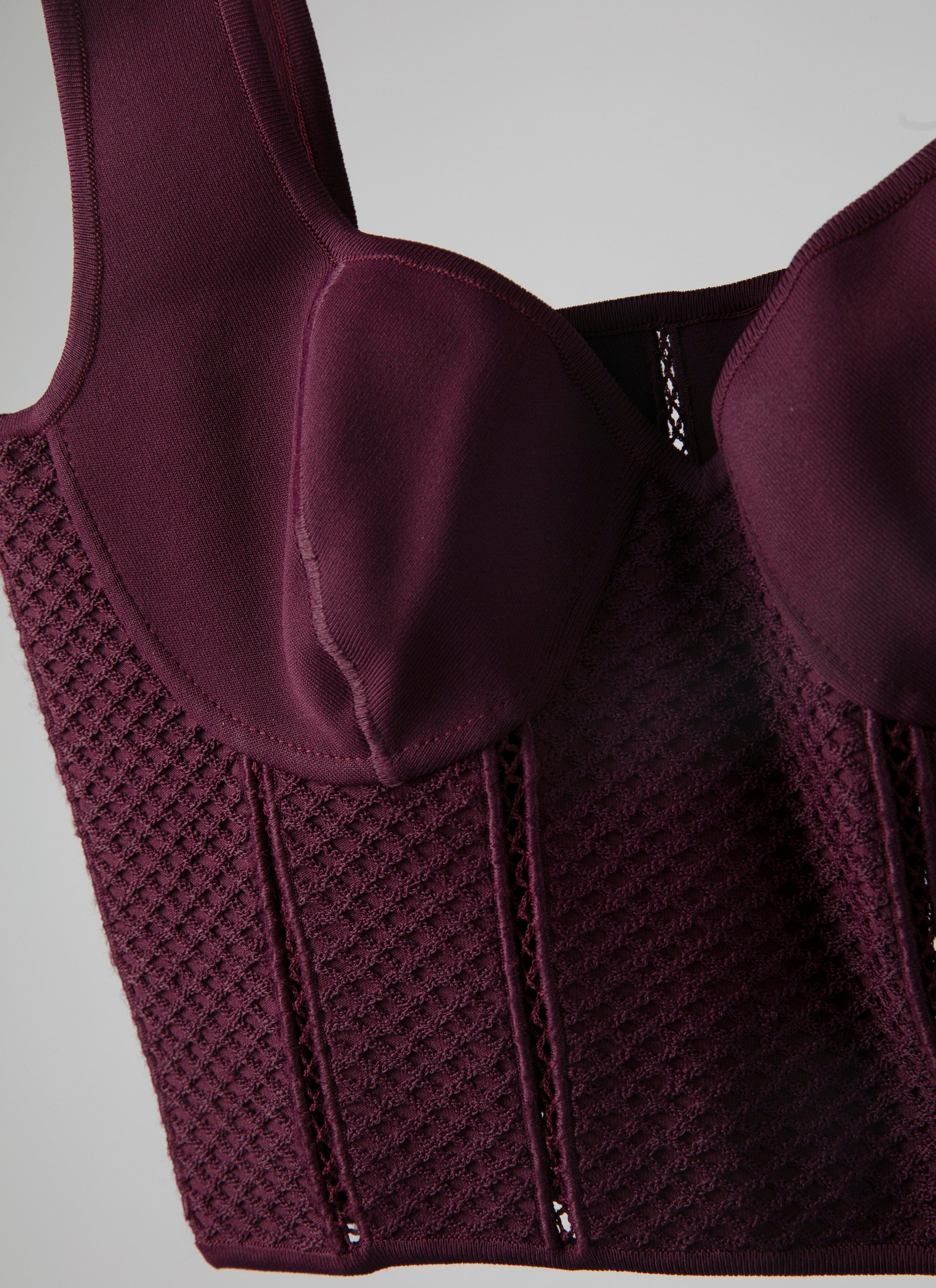 Top bi matière style corset - Grenat