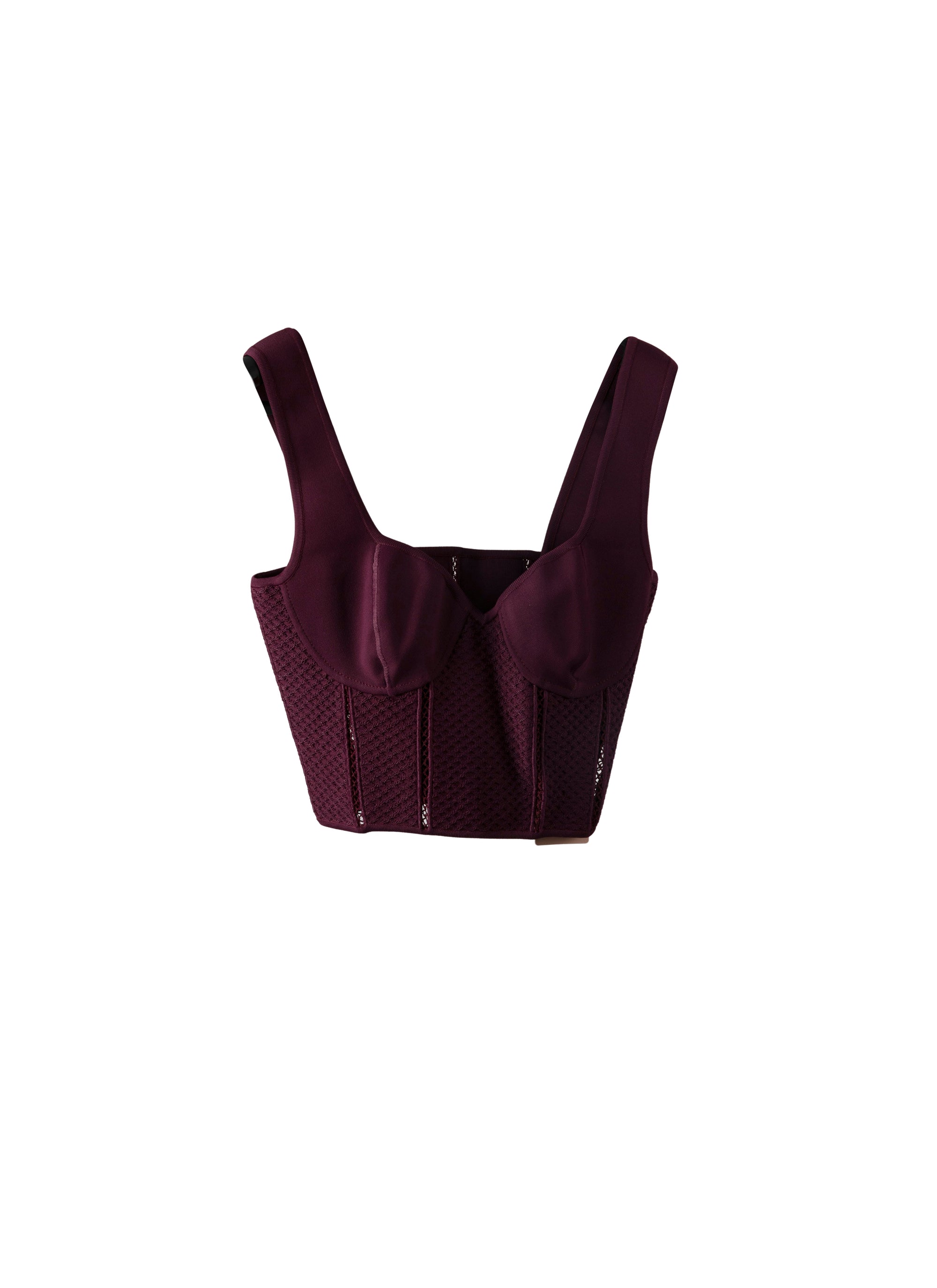 Corset-style two-material top - Garnet