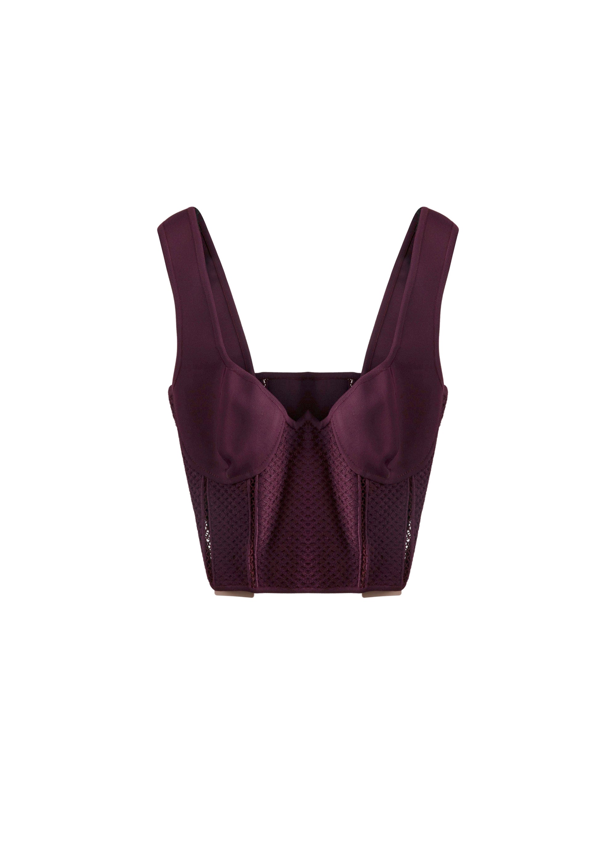 Top bi matière style corset - Grenat