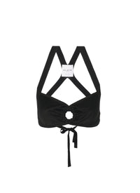 Brassière froncé à dos croisé - Noir