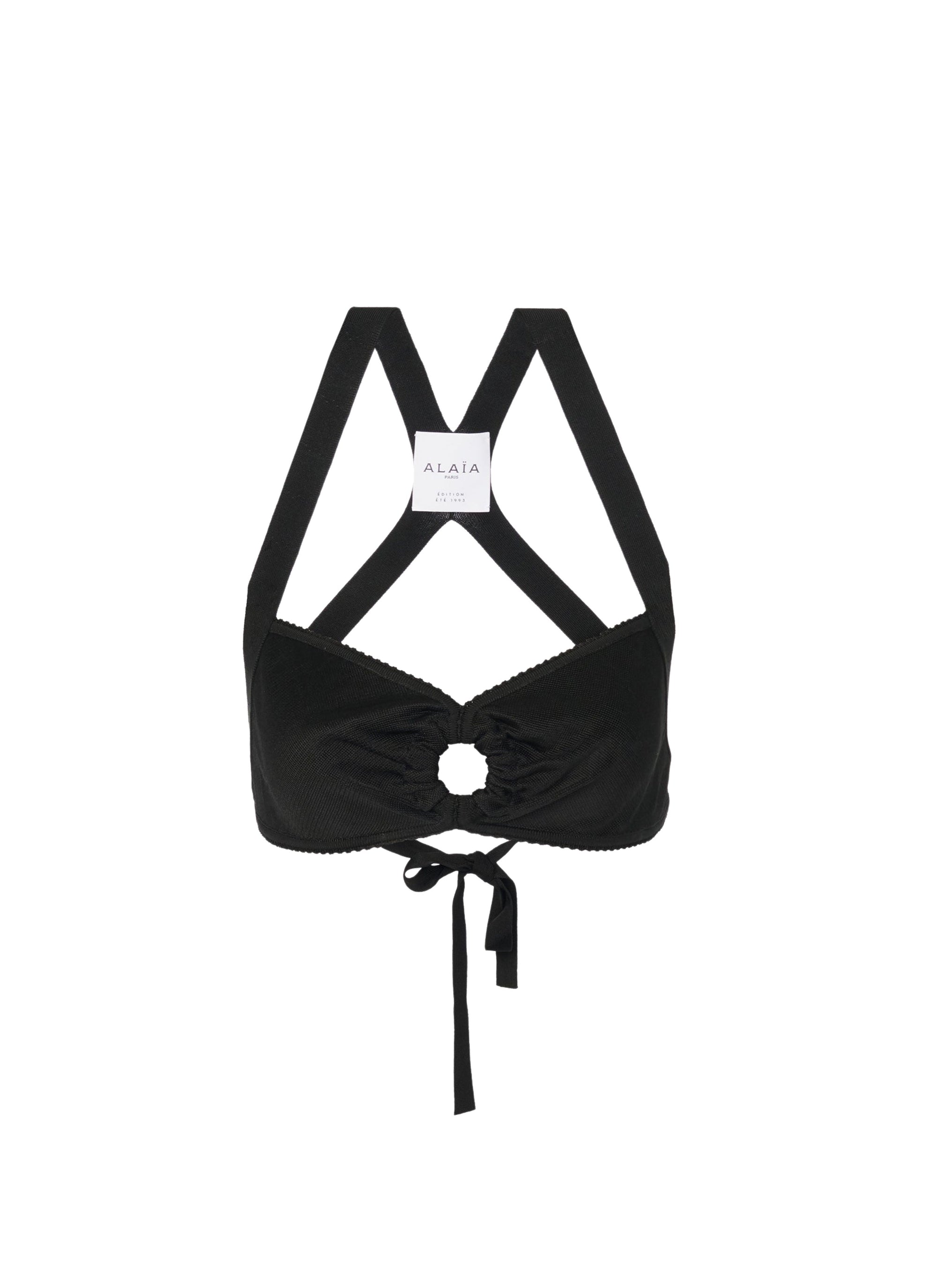 Brassière froncé à dos croisé - Noir