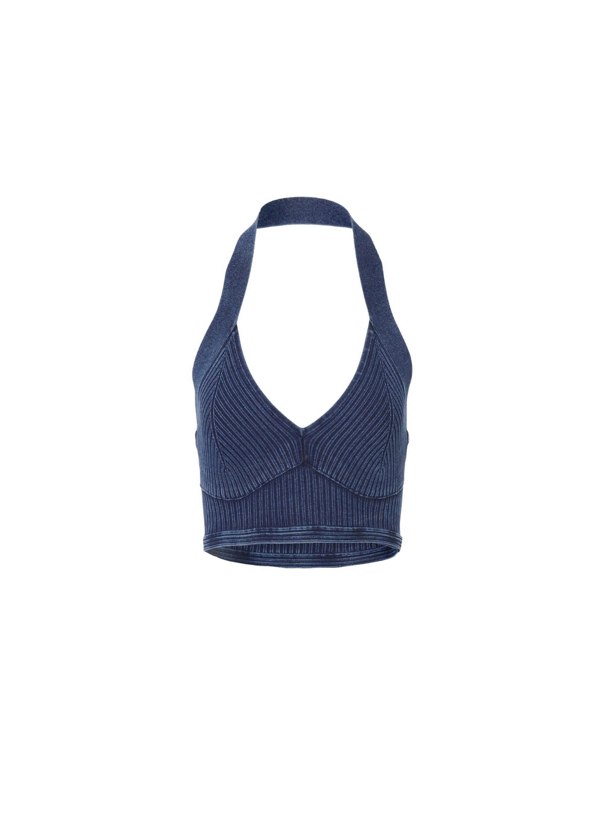 Top court en maille côtelée sans manches - Bleu Jeans