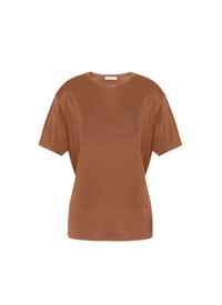 T-shirt brillant à manches courtes - Camel foncé