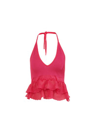 Top à volants sans manches - Fuchsia