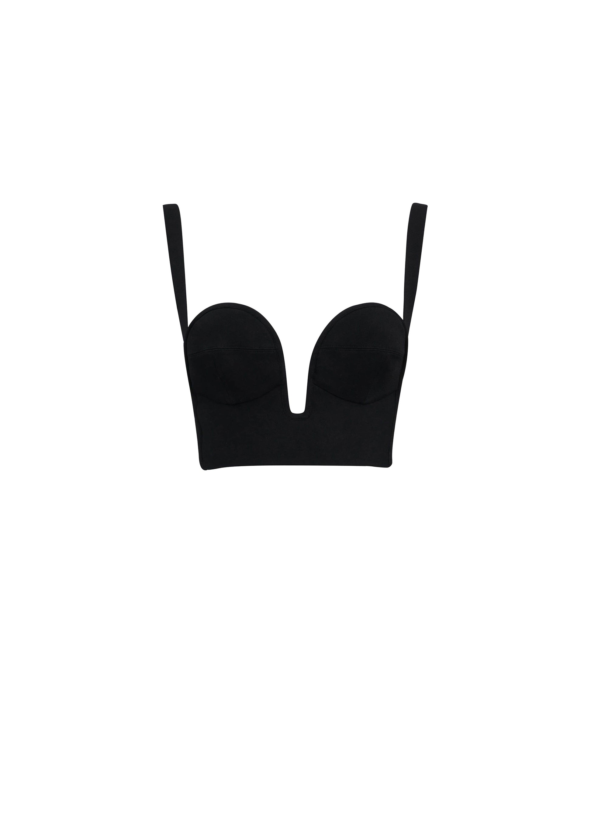 Cropped top with sweetheart neckline - Black Alaïa