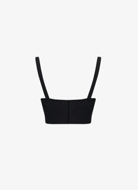 Cropped top with sweetheart neckline - Black Alaïa