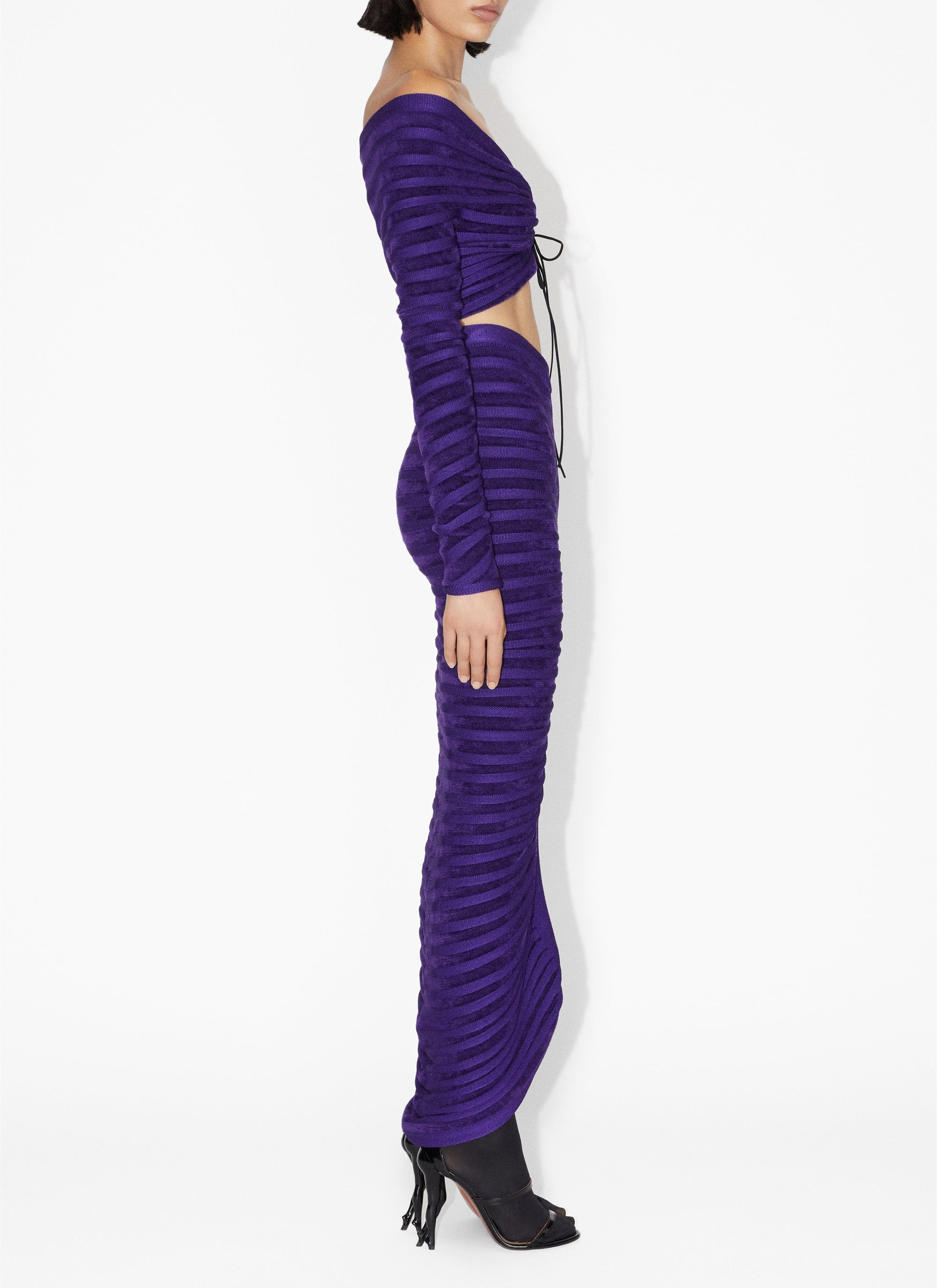 Long-sleeved velvet top - Ultraviolet