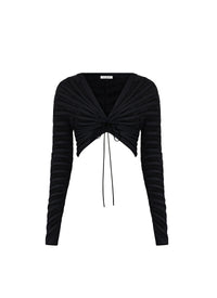 Long-sleeved velvet top - Black Alaïa