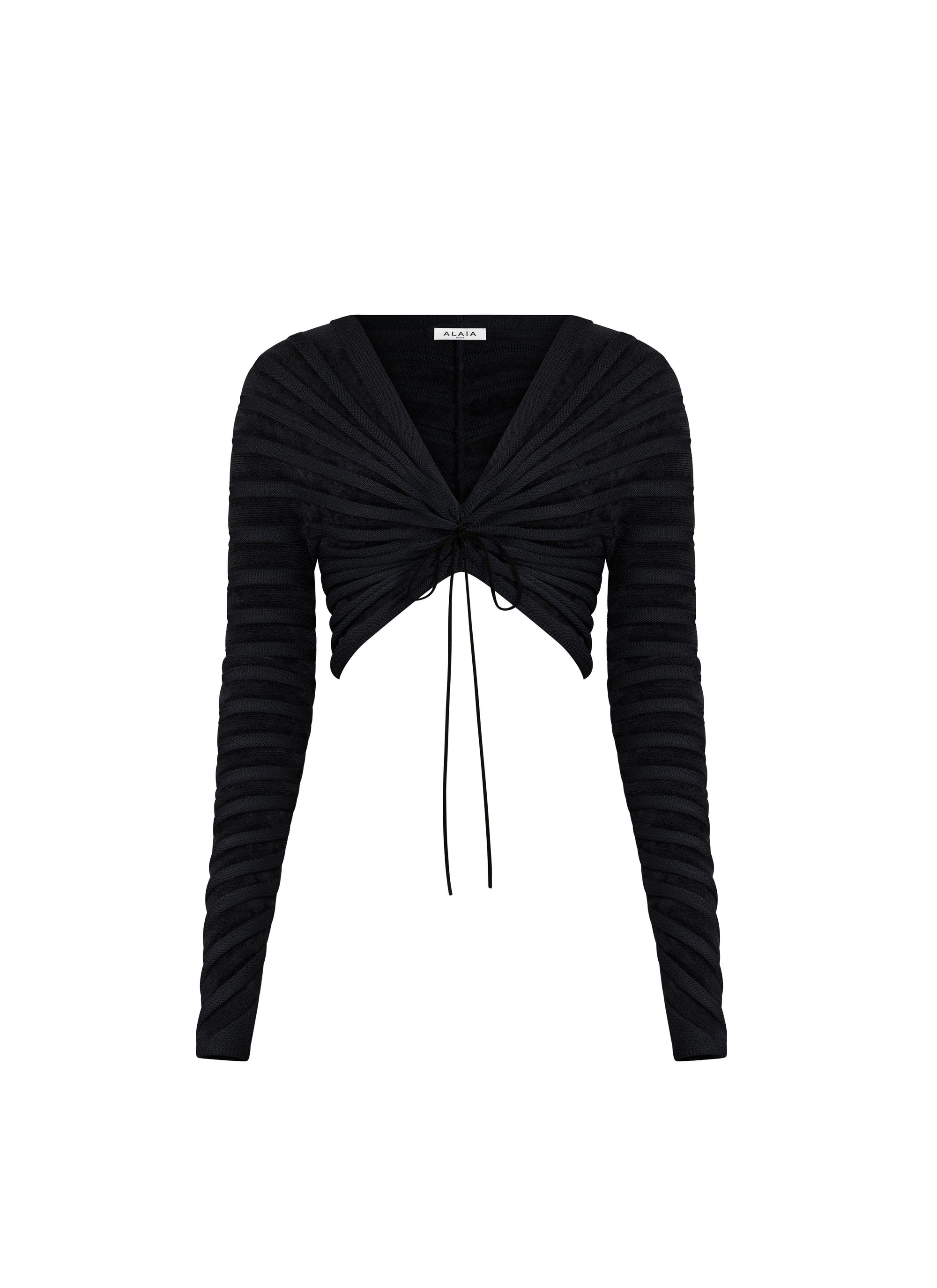 Long-sleeved velvet top - Black Alaïa