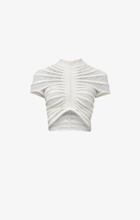 Long-sleeved sheer top - White