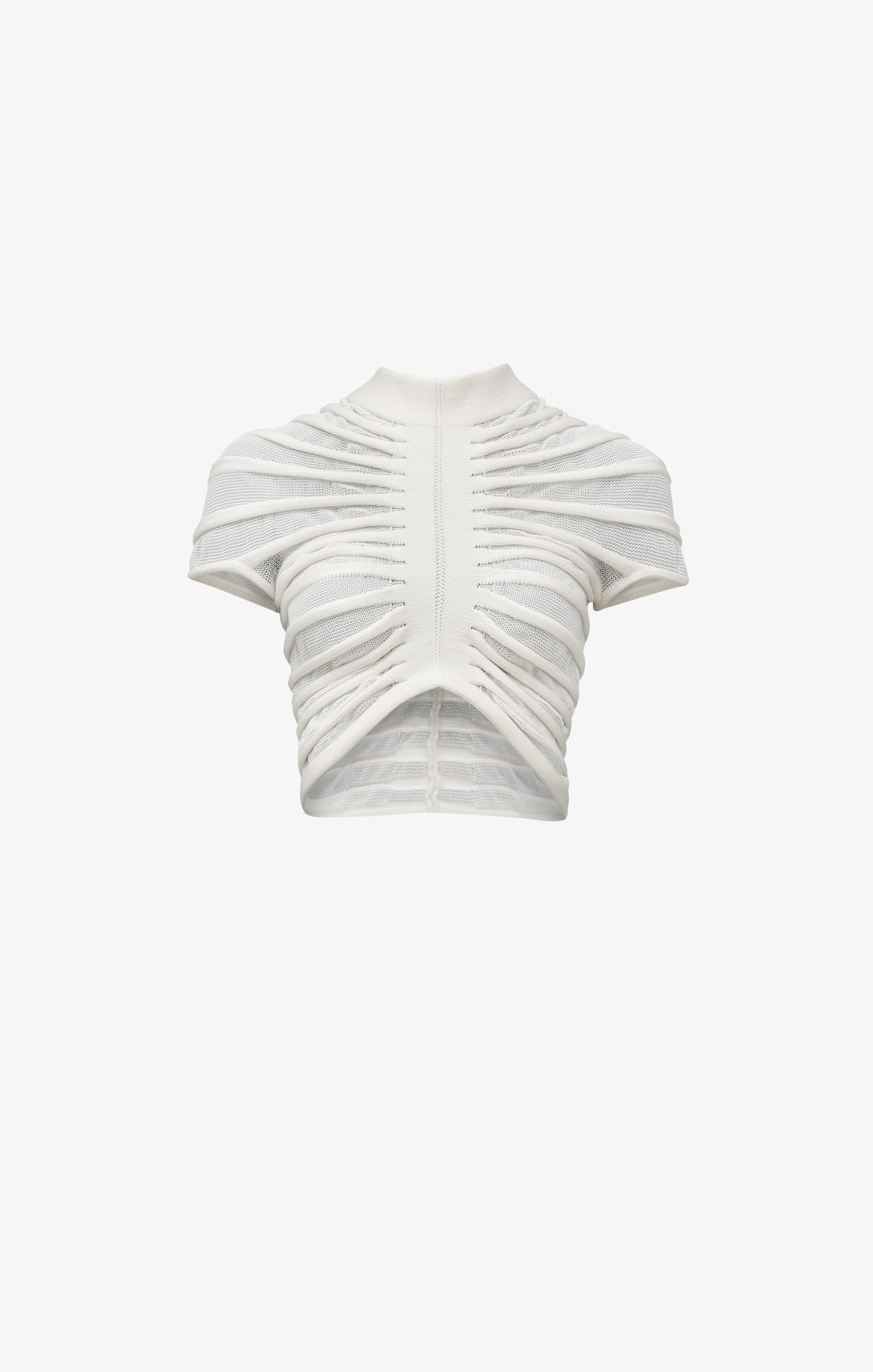 Long-sleeved sheer top - White