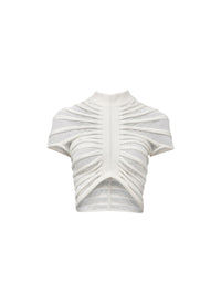 Long-sleeved sheer top - White