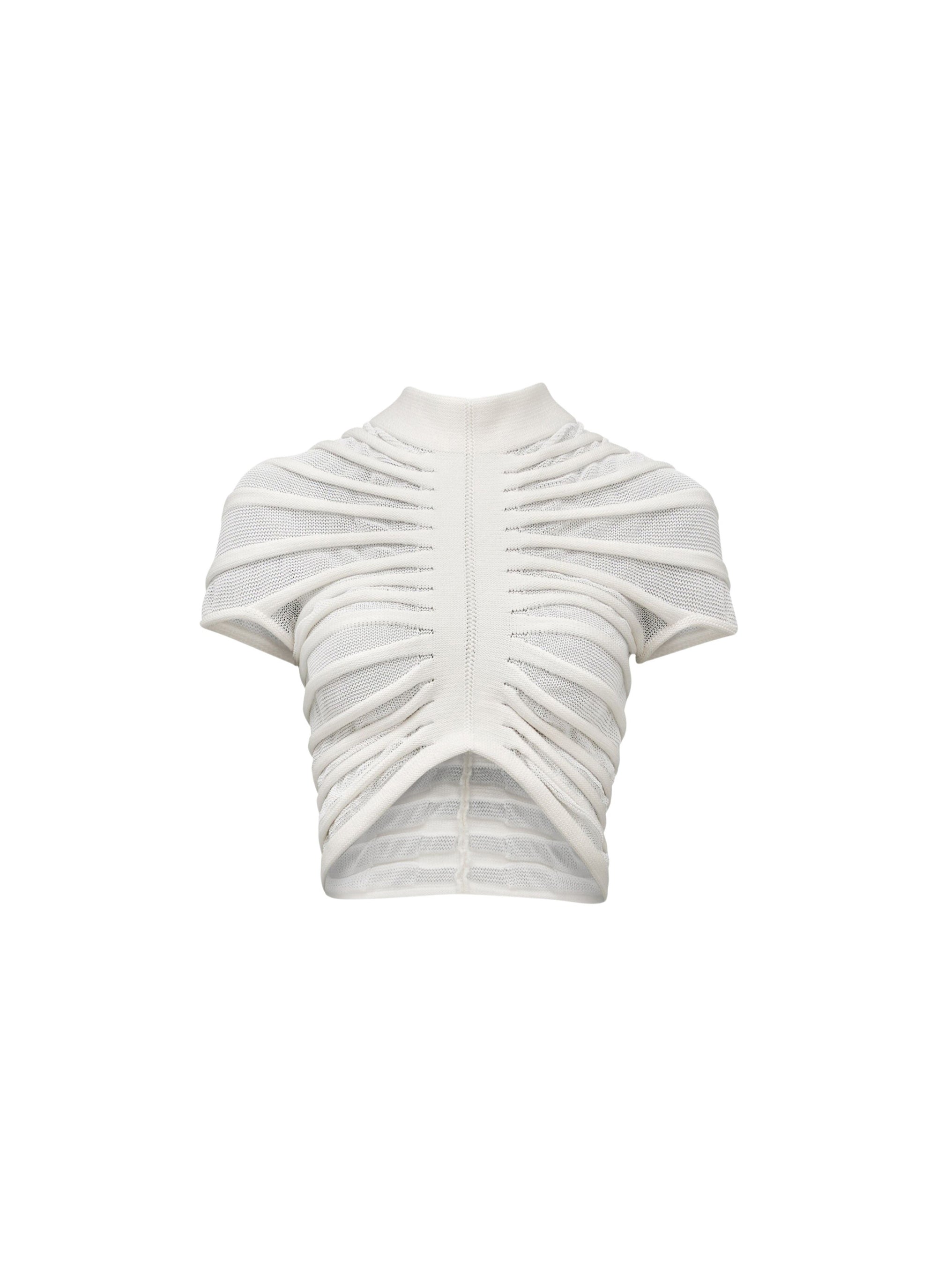 Long-sleeved sheer top - White
