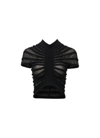 Top en transparence à manches longues - Noir Alaïa
