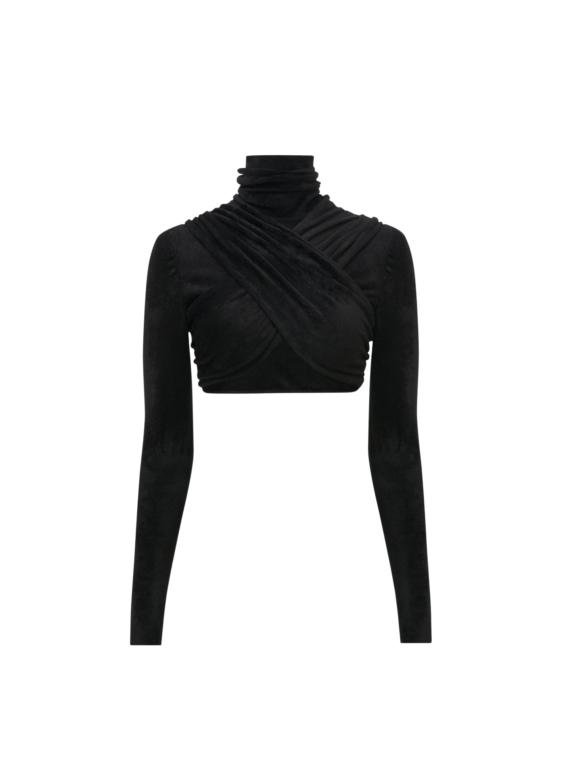 Top drapé à manches longues - Noir Alaïa