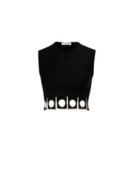 Perforated wool top - Black & White
