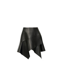 Wrap skirt in leather - Black intense