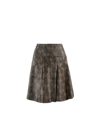 Short skater skirt in printed leather - Black & Ivory