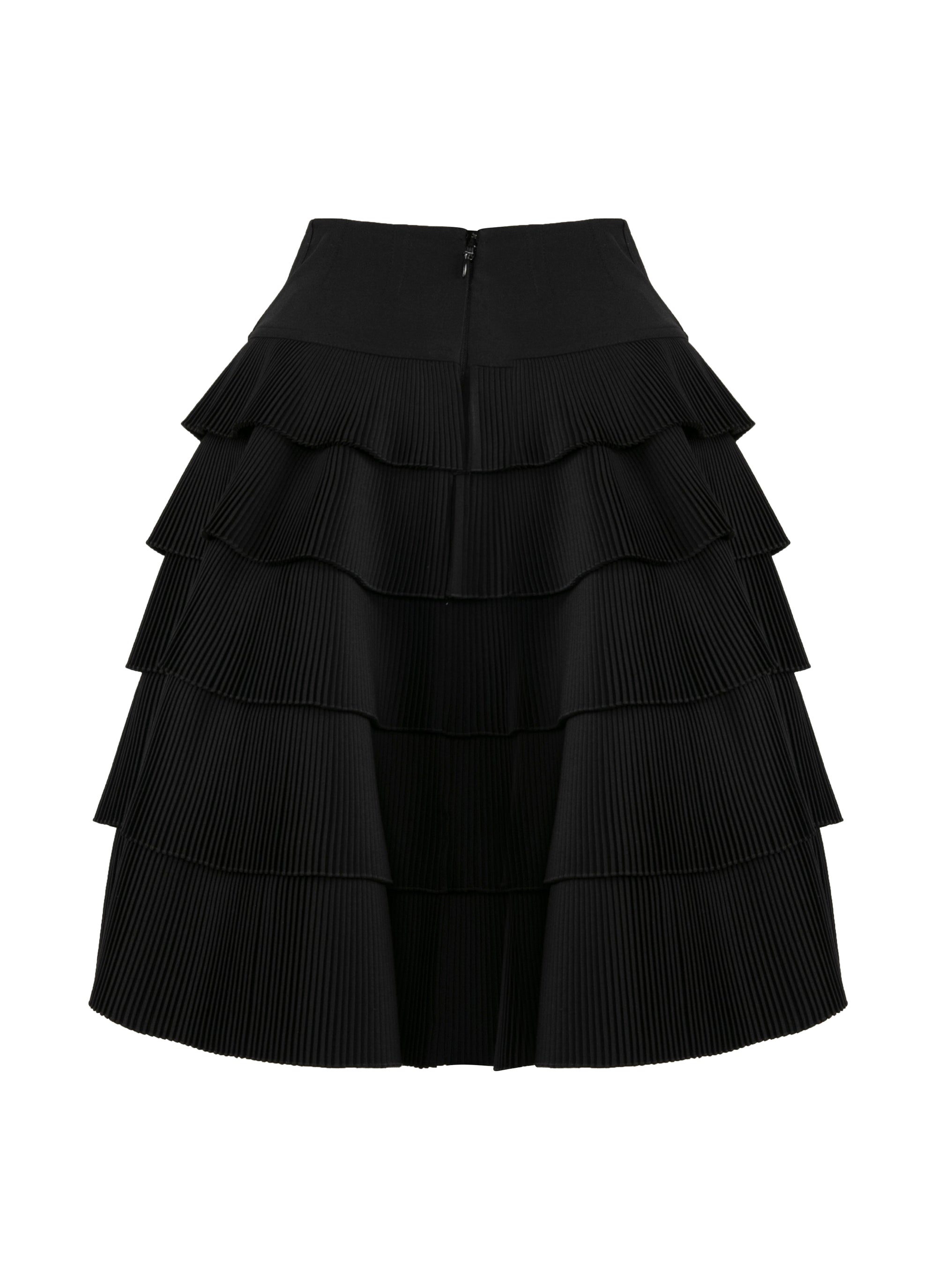 Pleated skirt in wool blend - Black