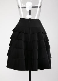 Jupe plissée en laine sèche mélangée - Noir