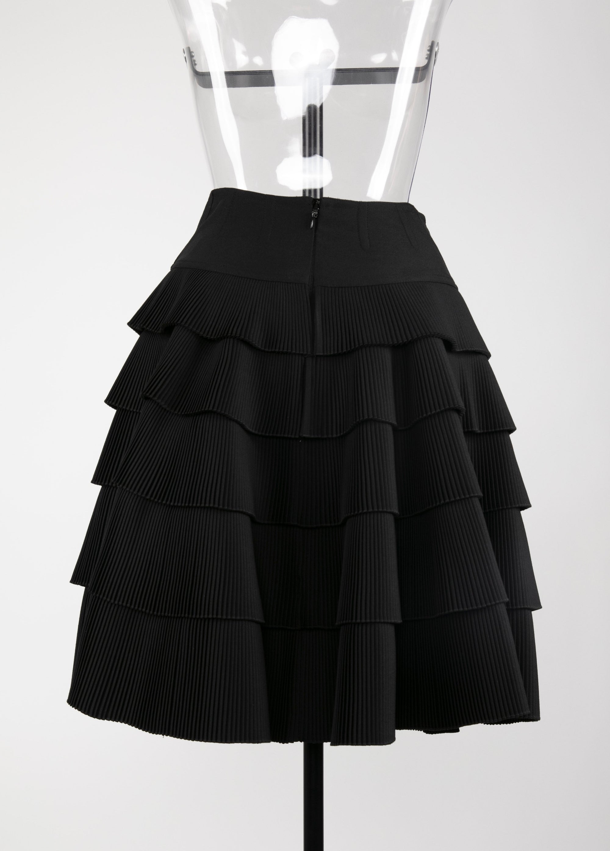 Jupe plissée en laine sèche mélangée - Noir