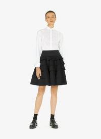 Dry wool blend pleated skirt - Black