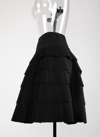 Jupe plissée en laine sèche mélangée - Noir