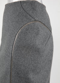 Wool pencil skirt with zip detail - China Grey