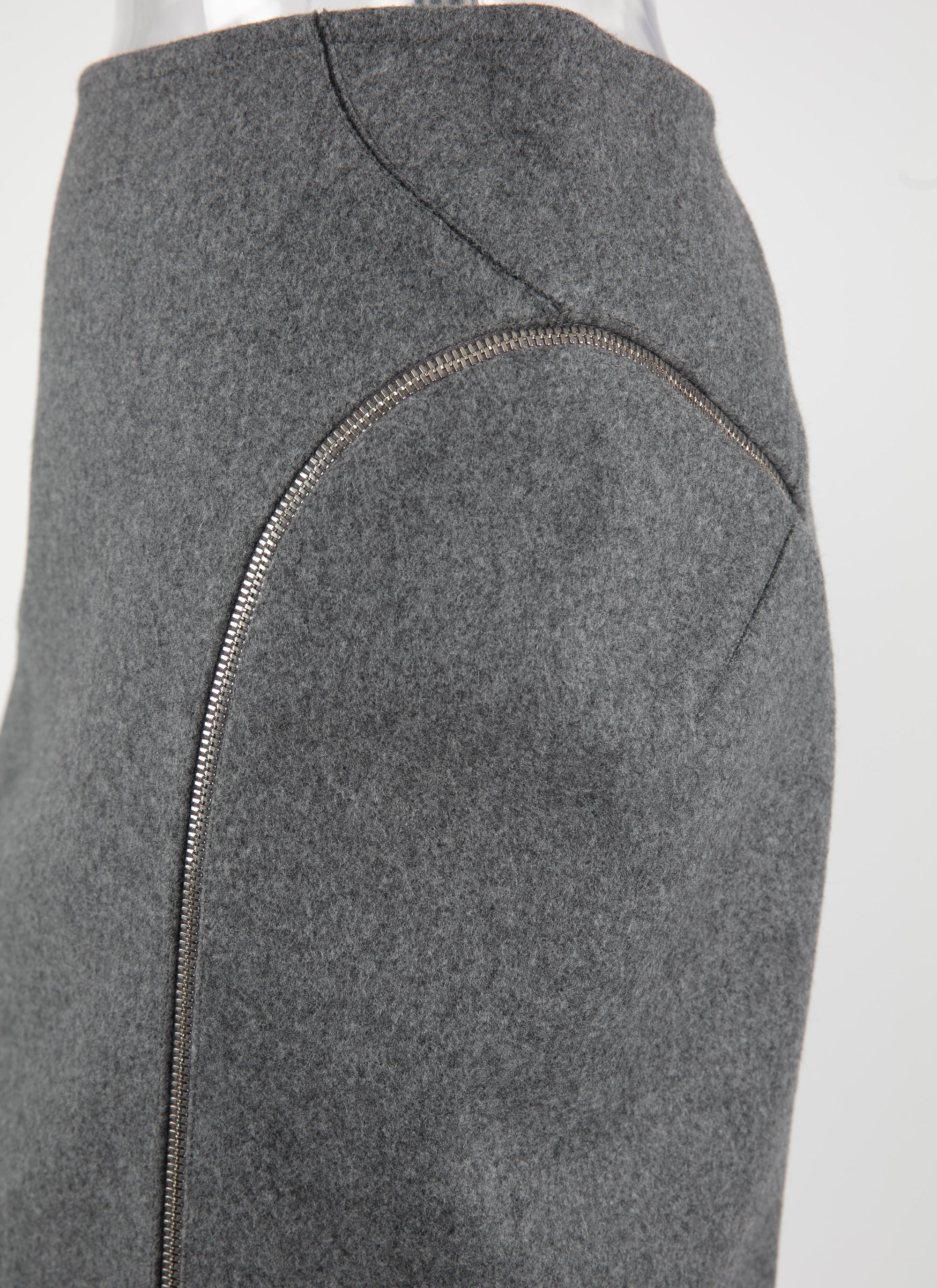 Wool pencil skirt with zip detail - China Grey