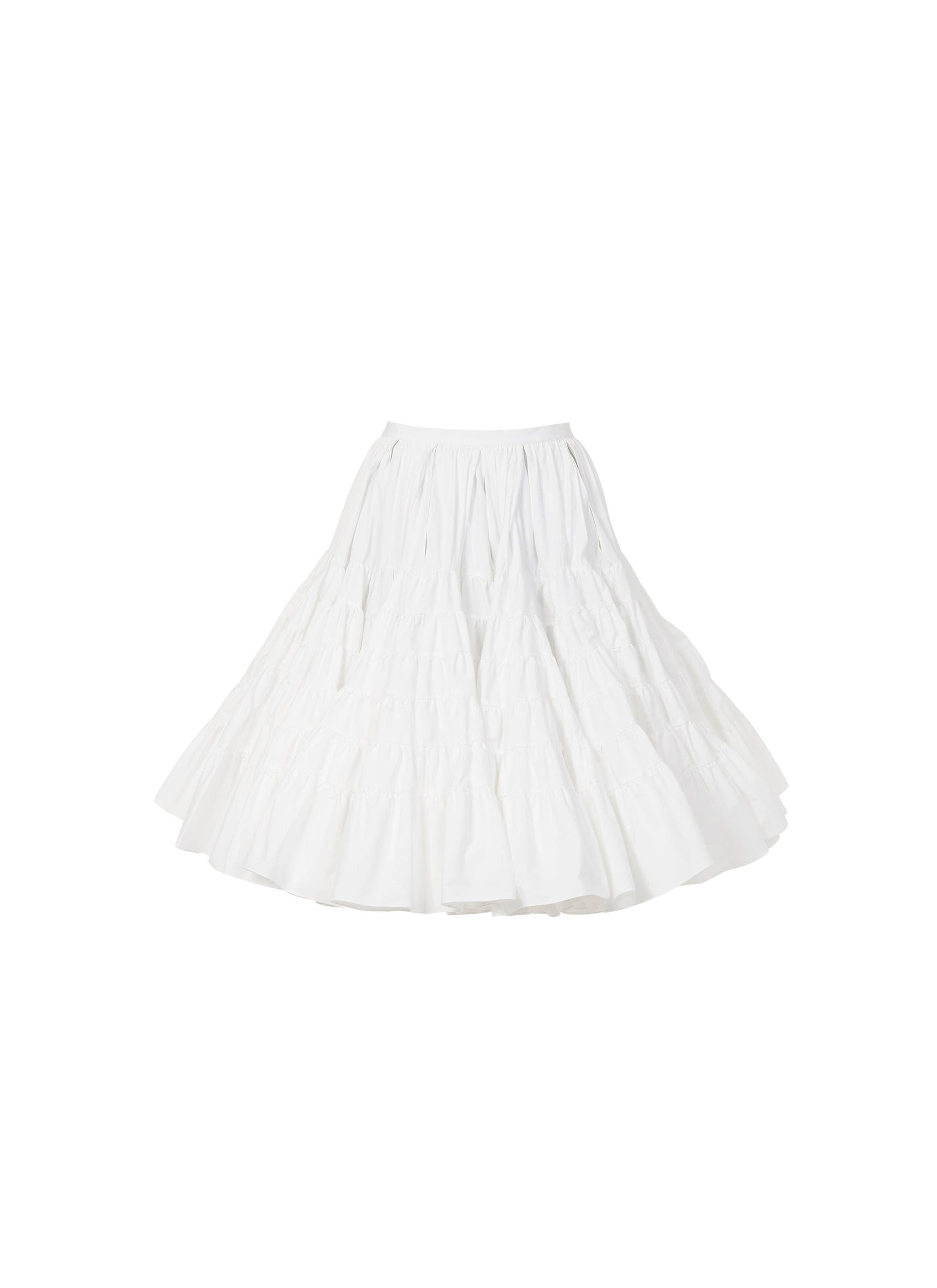 Gathered Mini Skater Skirt - White