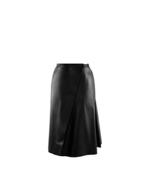 Jupe portefeuille en cuir - Noir