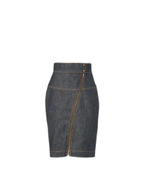 Jupe droite avec zip asymétrique - Nuit