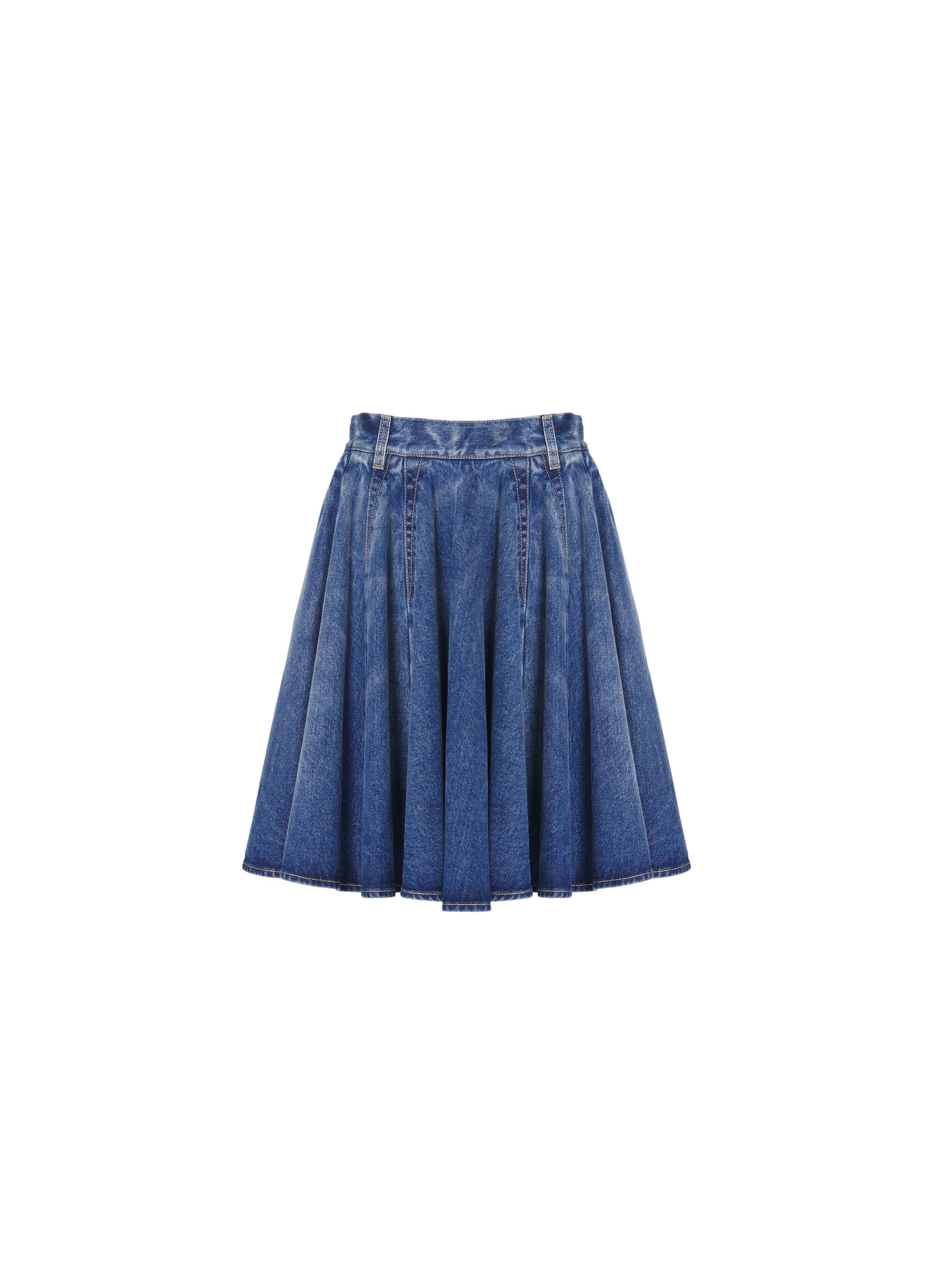 Pleated skater skirt in denim - Jeans Blue