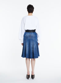 Mid-length skirt - Jeans Blue
