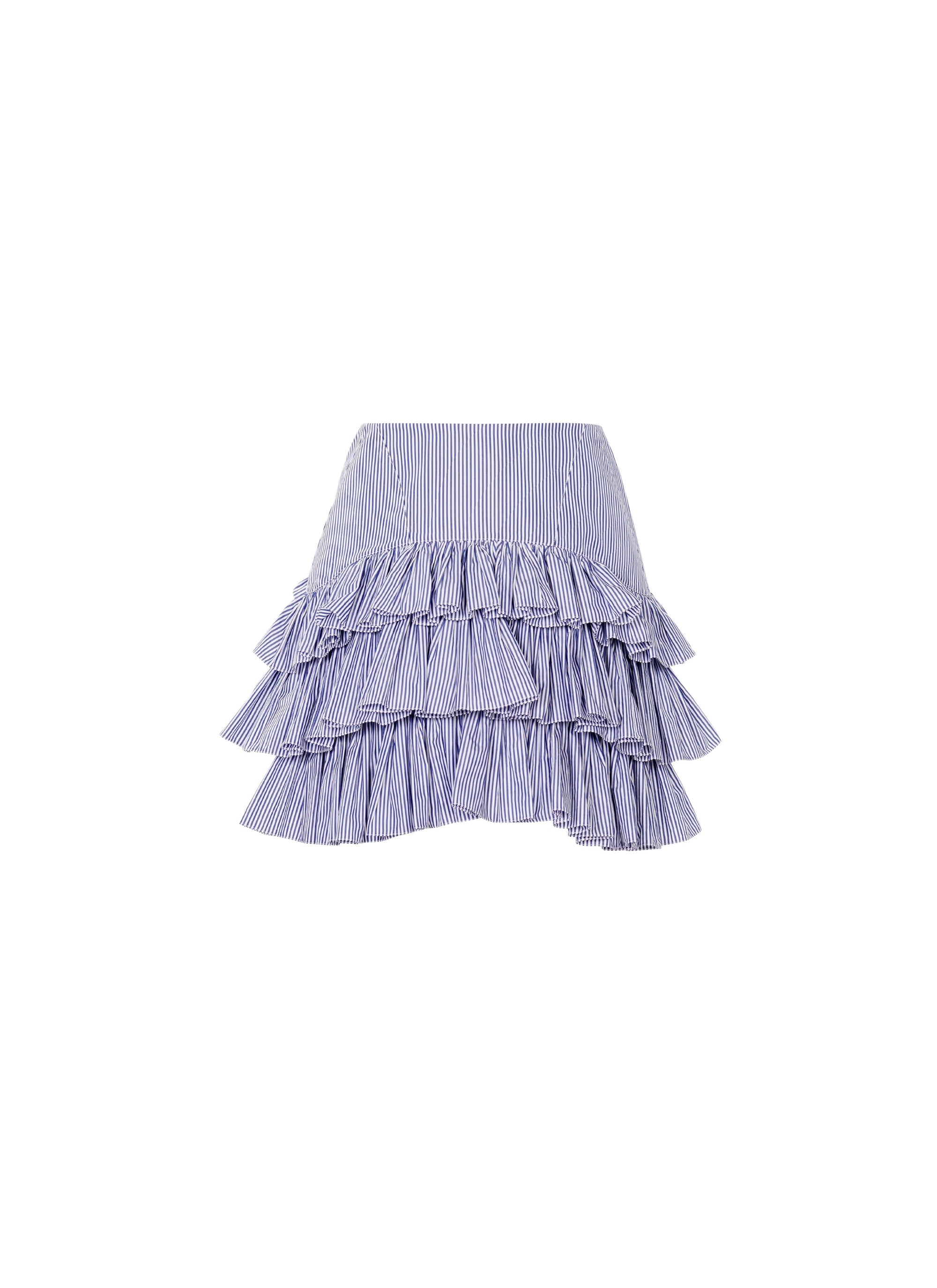 Short ruffled skirt - Blue & White