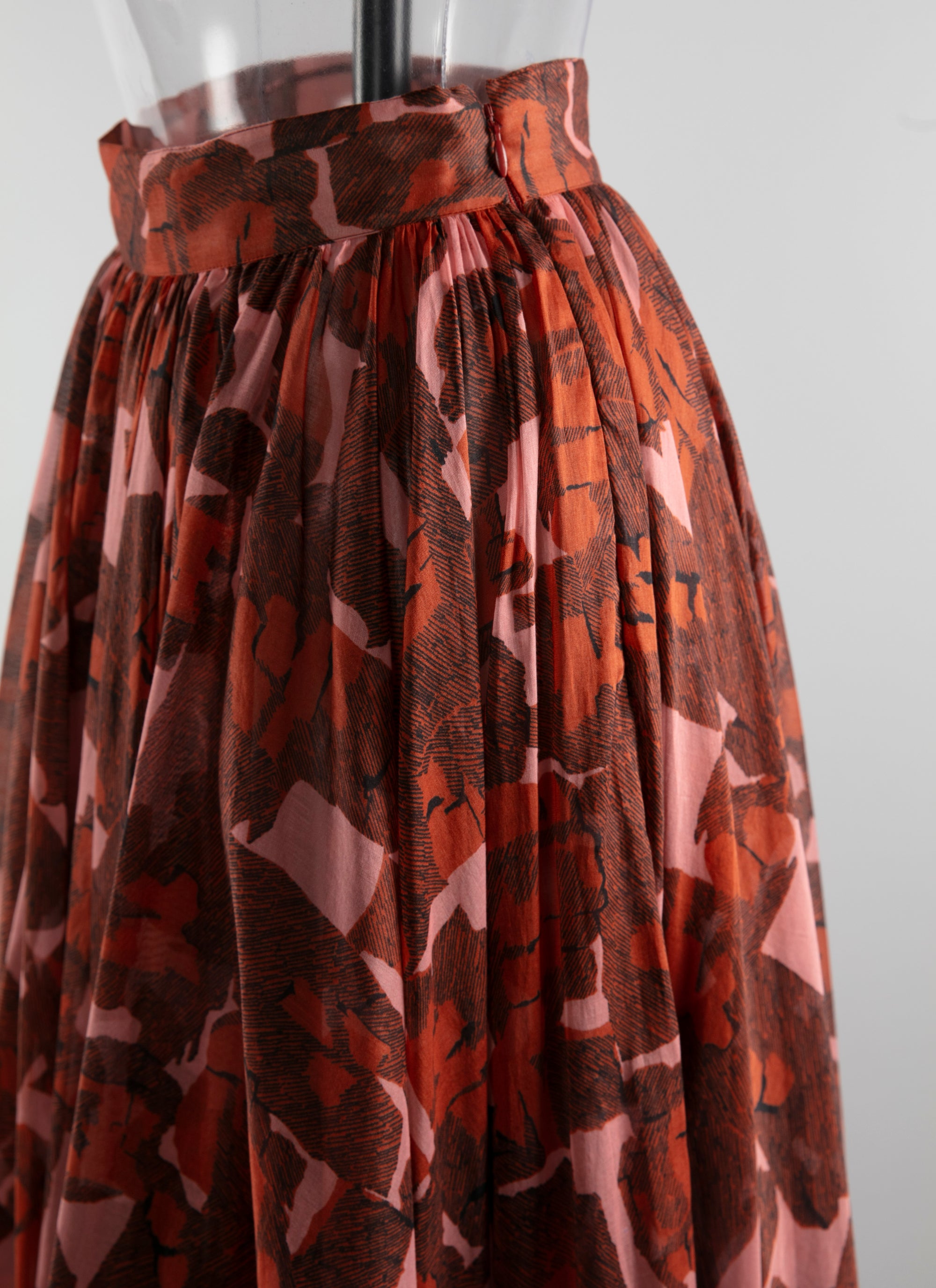 Printed pleated long skirt - Multicoloured Red