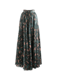 Printed pleated long skirt - Chair & Green