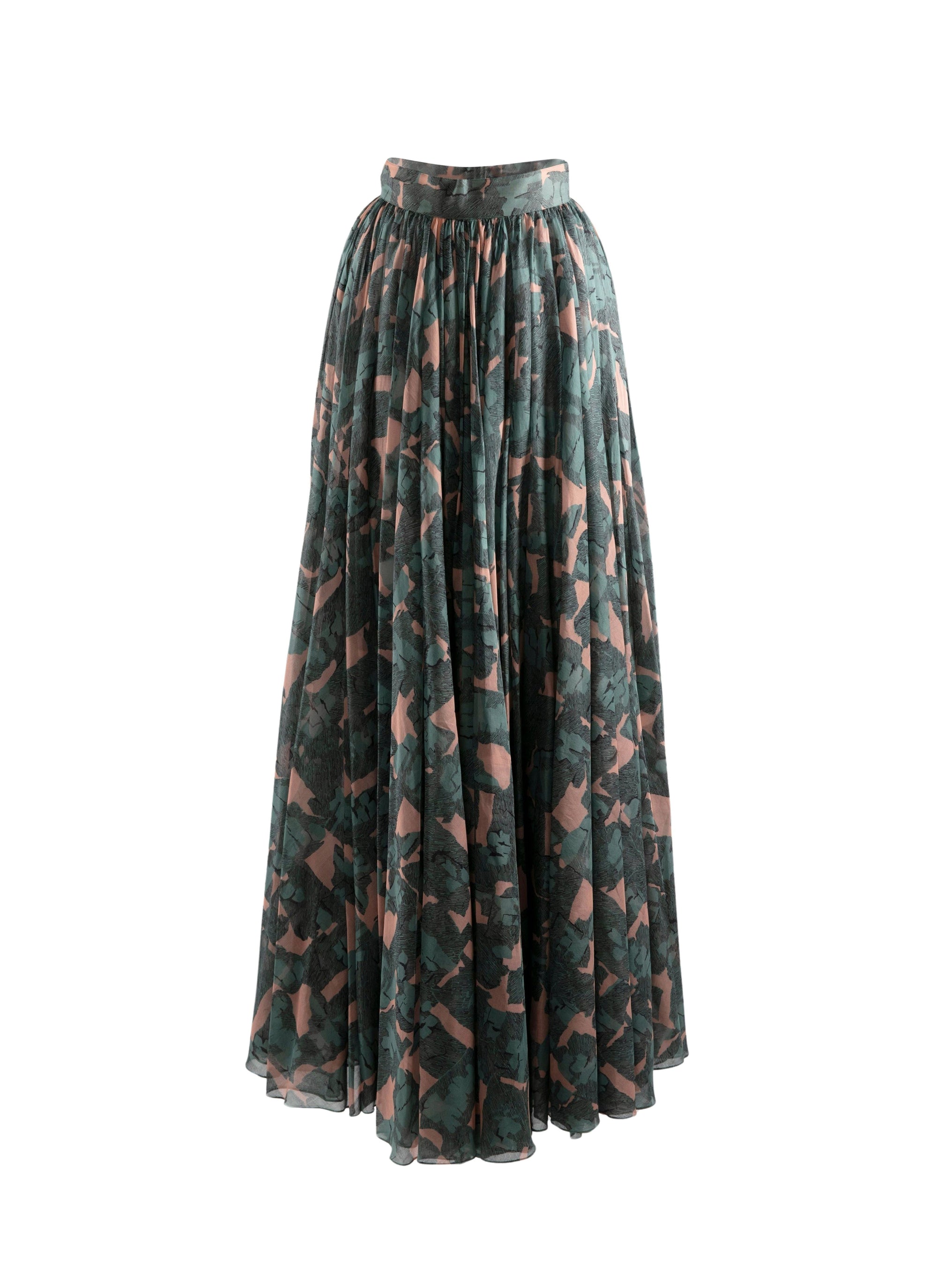 Printed pleated long skirt - Chair & Green
