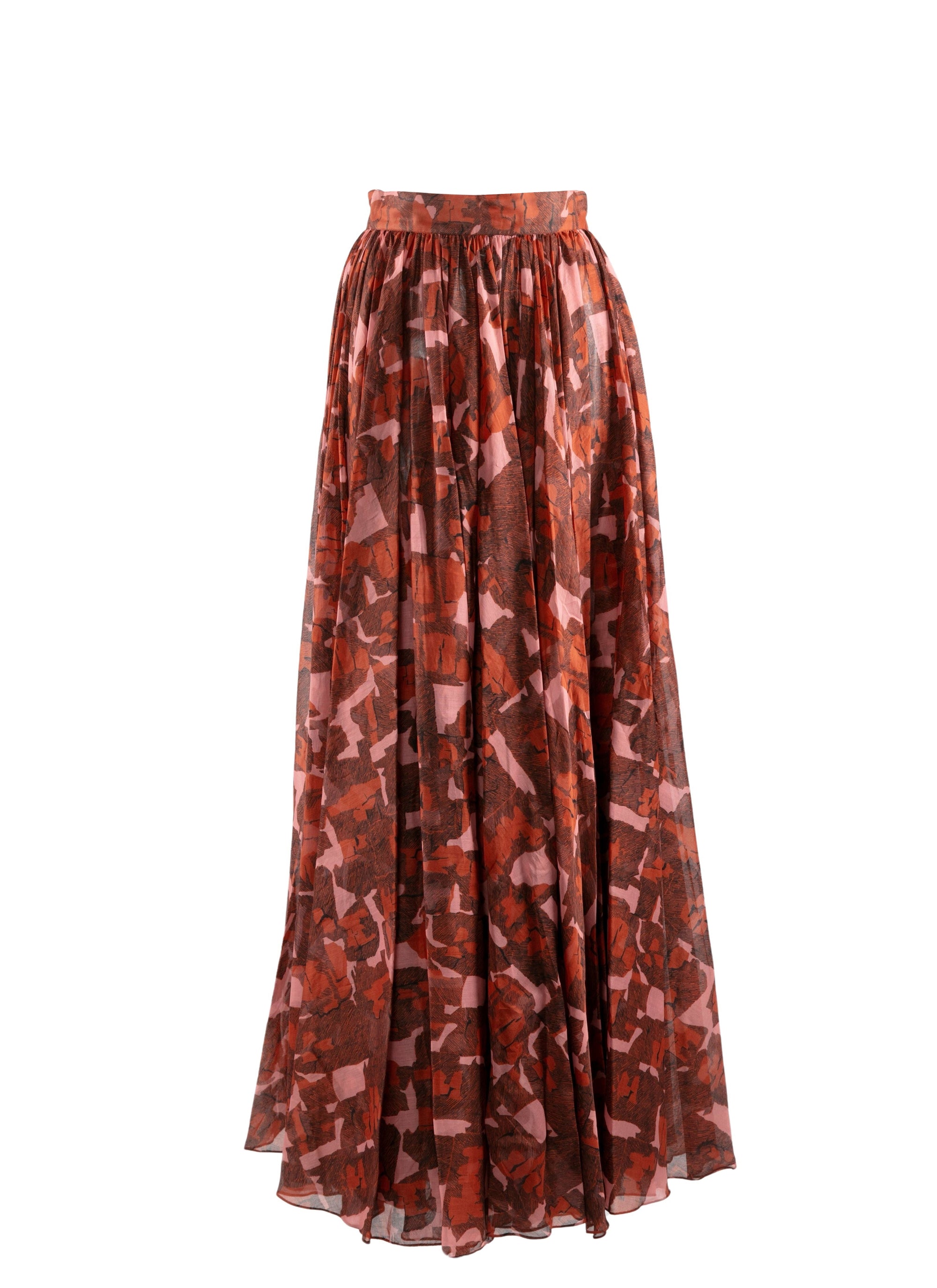 Printed pleated long skirt - Multicoloured Red