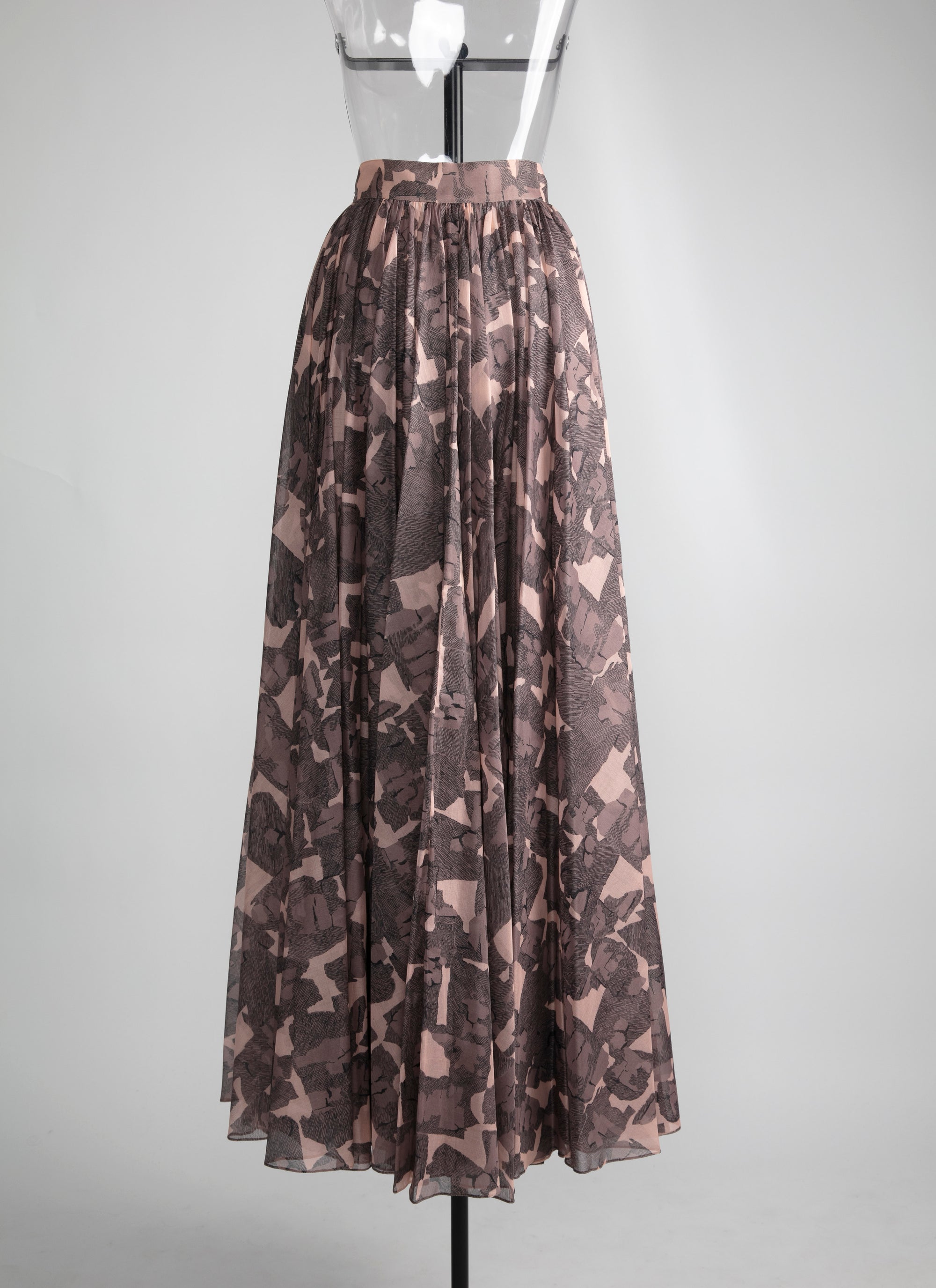 Printed pleated long skirt - Chair & Beige
