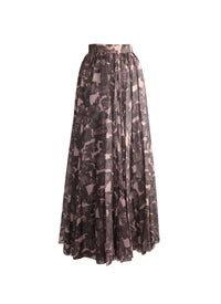 Printed pleated long skirt - Chair & Beige