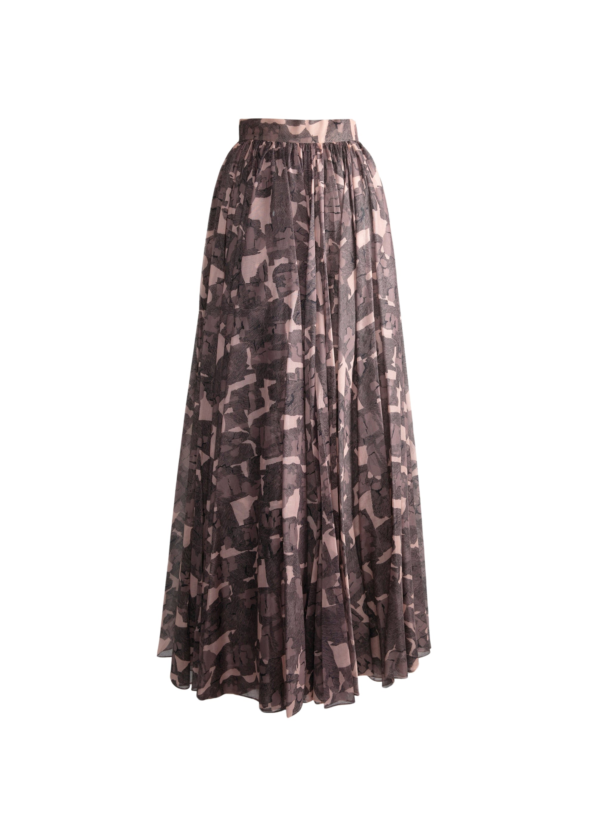 Printed pleated long skirt - Chair & Beige