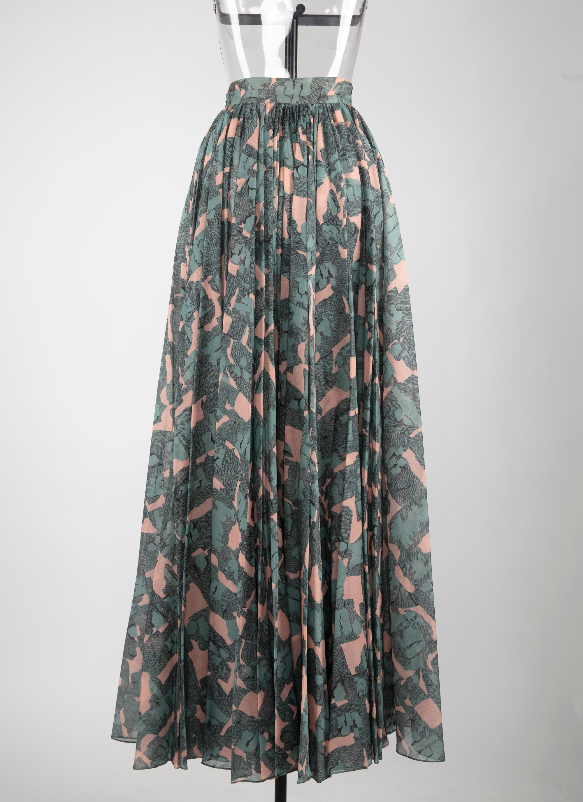 Printed pleated long skirt - Chair & Green
