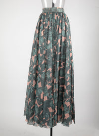 Printed pleated long skirt - Chair & Green