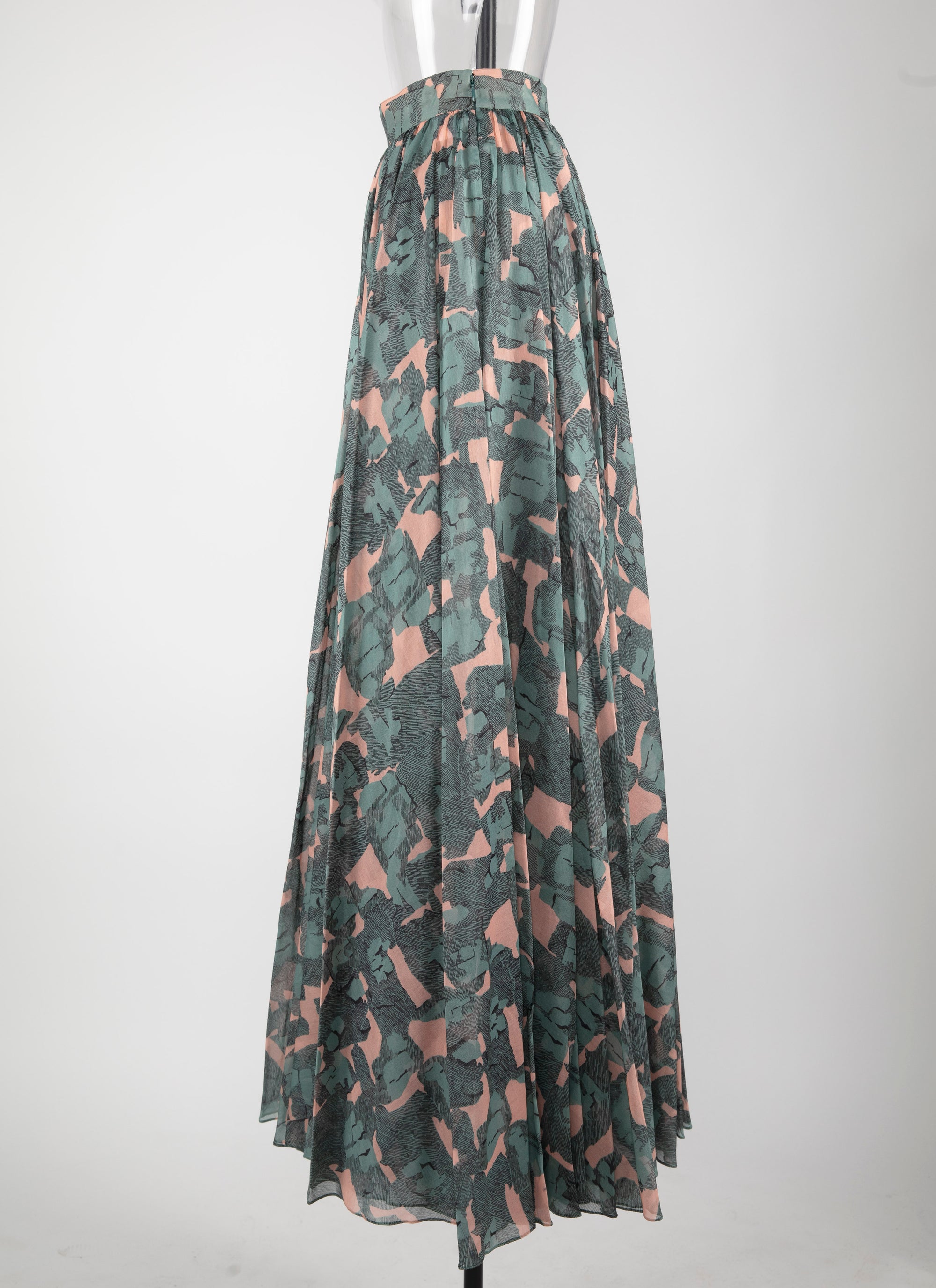 Printed pleated long skirt - Chair & Green