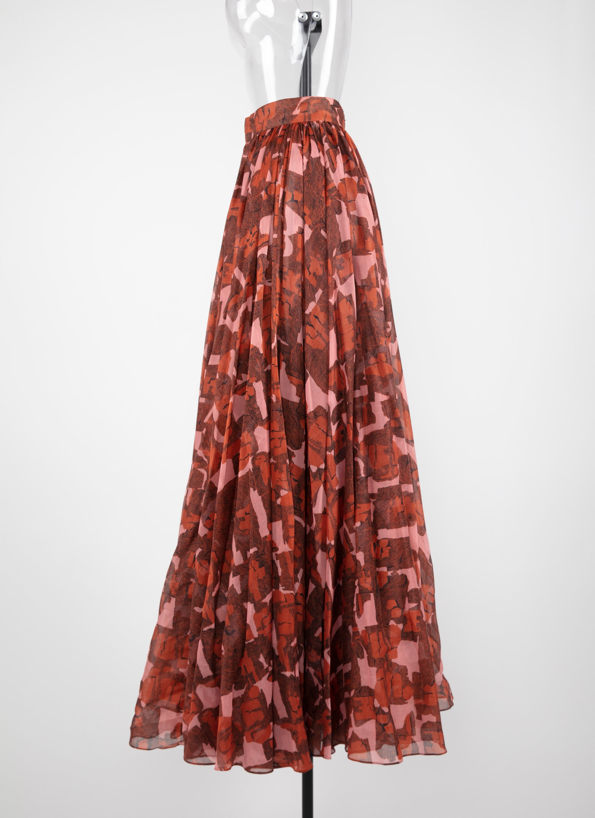 Printed pleated long skirt - Multicoloured Red